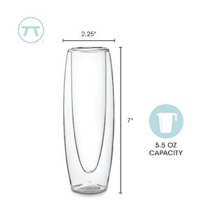 Outset Stemless Champagne Flutes Double Wall Glassware, Borosilicate Glass 2 Count (Pack of 1)