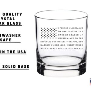 Rogue River Tactical Pledge Of Allegiance Old Fashioned Whiskey Glass Gift For Military Veteran Active Duty Patriotic American