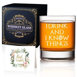 agmdesign, funny i drink and i know things whiskey glasses, game of thrones gifts, funny novelty gift, present for dad, men, friends, him