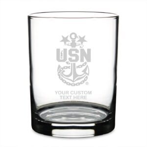 7.62 design personalized u.s. navy master chief petty officer 14 oz. double old fashioned glass