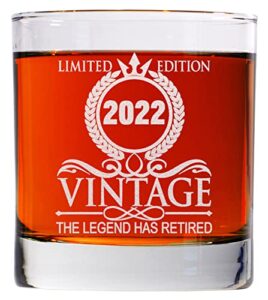 carvelita the legend has retired 2022 limited editions 11oz whiskey glass - funny retirement gifts for men - retired gifts for women - happy retirement gifts - retirement party decorations for men