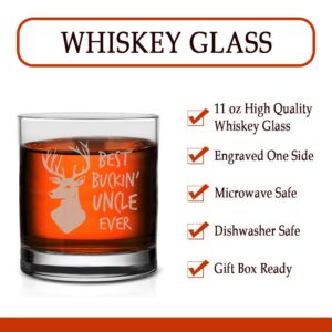 Veracco Best Buckin' Uncle Whiskey Glass Funny Birthday Gifts Fathers Day Birthday Gifts For New Dad Daddy Stepdad (Clear, Glass)