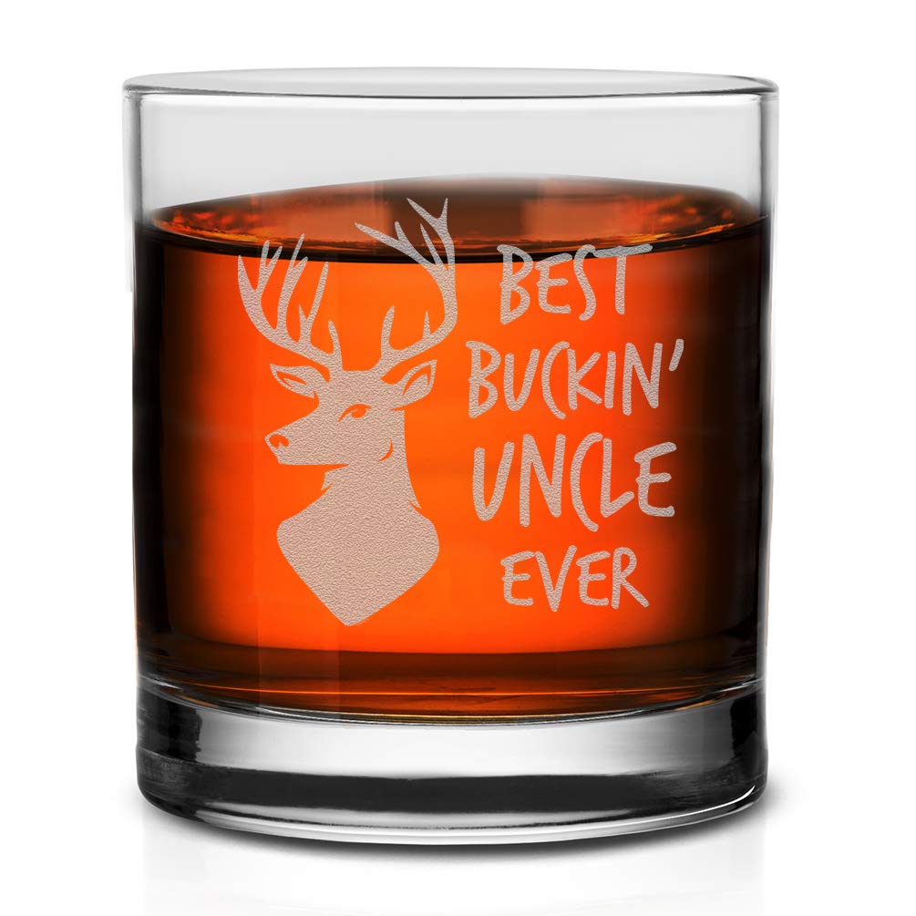 Veracco Best Buckin' Uncle Whiskey Glass Funny Birthday Gifts Fathers Day Birthday Gifts For New Dad Daddy Stepdad (Clear, Glass)