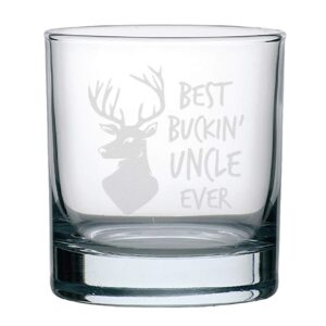 Veracco Best Buckin' Uncle Whiskey Glass Funny Birthday Gifts Fathers Day Birthday Gifts For New Dad Daddy Stepdad (Clear, Glass)