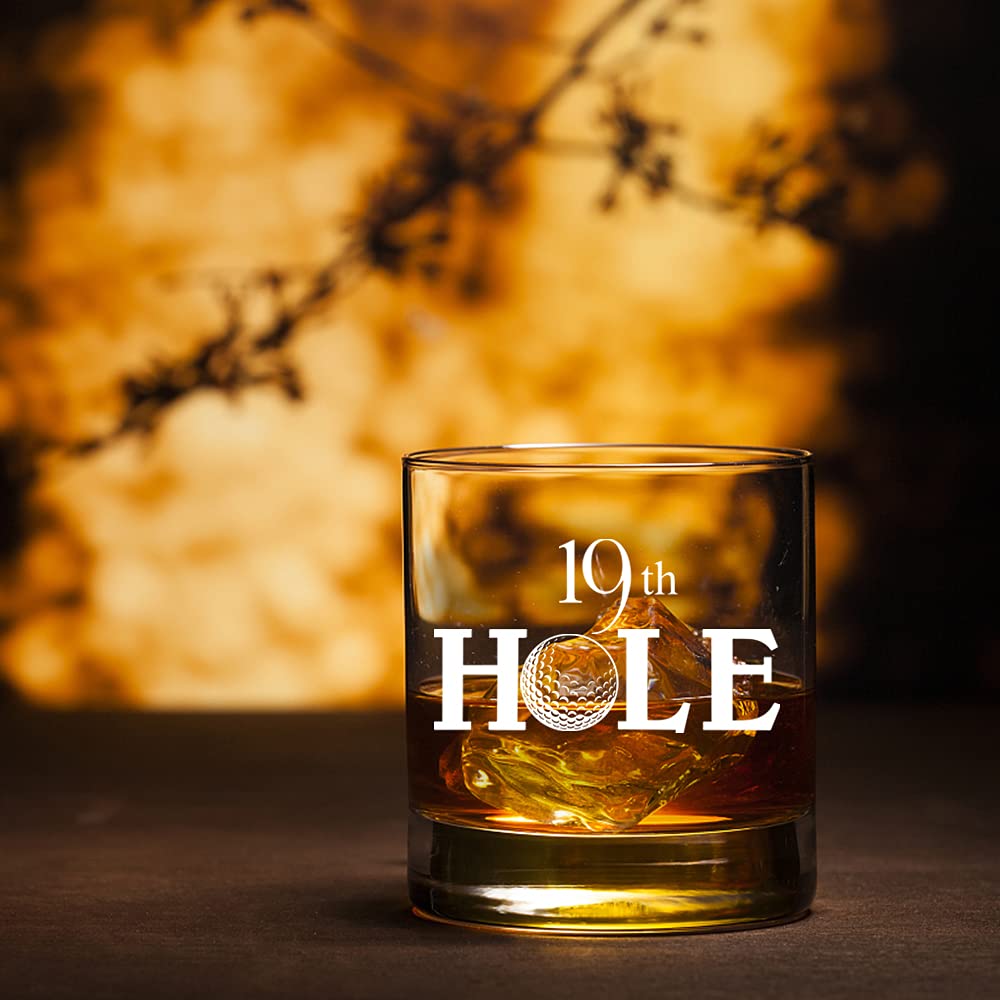 Perfectinsoy 19th Hole Whiskey Glass Gift Box, Golf Whiskey Glass, Golfer Gift for Dad, Mom, Husband, Wife, Friend, Colleague, Funny Christmas Birthday Gifts