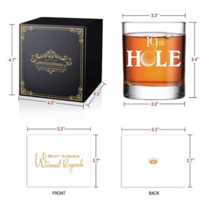 Perfectinsoy 19th Hole Whiskey Glass Gift Box, Golf Whiskey Glass, Golfer Gift for Dad, Mom, Husband, Wife, Friend, Colleague, Funny Christmas Birthday Gifts