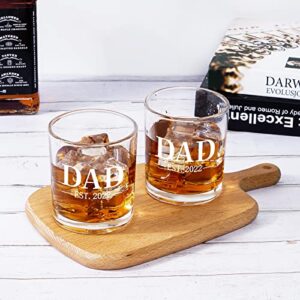 Futtumy Dad Est 2022 Whiskey Glass, Dad Gift for Men Father Dad New Dad Husband from Son Daughter Wife, Father Scotch Glass for Father’s Day Birthday Christmas Retirement, 10 Oz