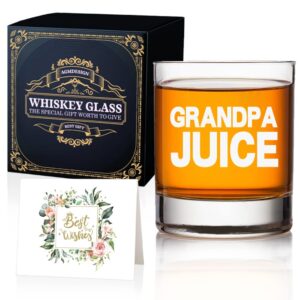 agmdesign grandpa juice fun whiskey glasses gift box, glass gifts for grandpa, father's day gifts, birthday gifts for dad, upgrading grandpa pregnancy announcement gifts