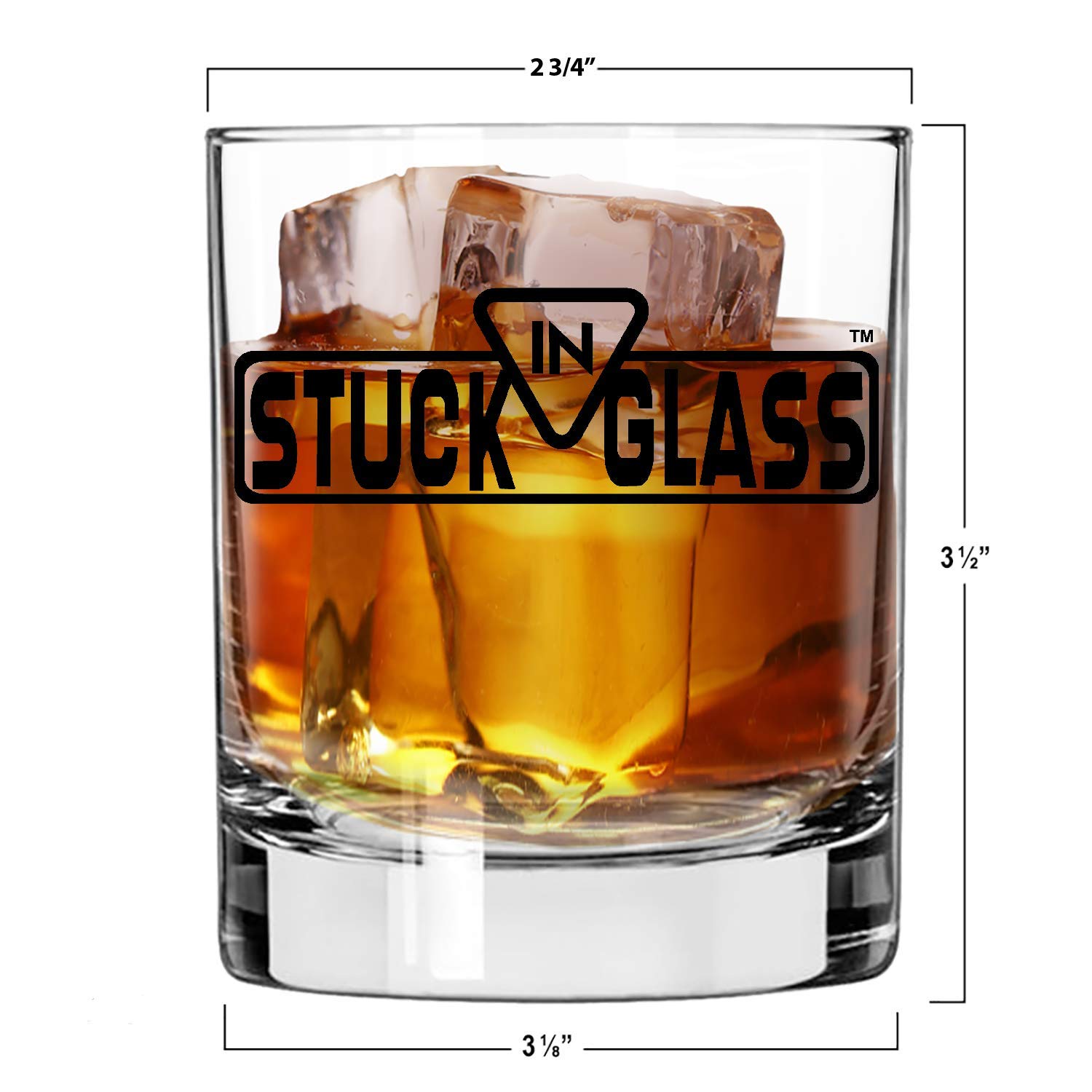 Stuck in Glass WHISKEY GLASSES | DICE | Original Embedded 10oz Borosilicate Rock Glassware (DEVILS BONE | WHITE)