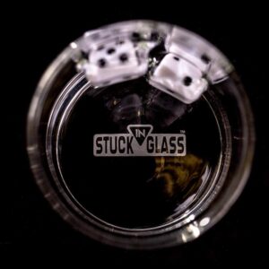 Stuck in Glass WHISKEY GLASSES | DICE | Original Embedded 10oz Borosilicate Rock Glassware (DEVILS BONE | WHITE)