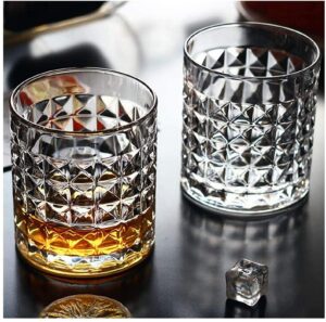 czech bohemian crystal glass set of 6 whiskey glasses 8oz./250ml. elegant diamond design heavy base old fashioned style bourbon scotch brandy holiday gift birthday wedding housewarming anniversary