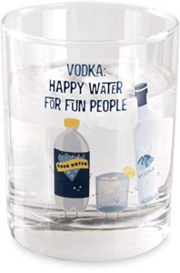 pavilion gift company vodka: happy water for fun people-11 o 11 oz rocks glass, blue