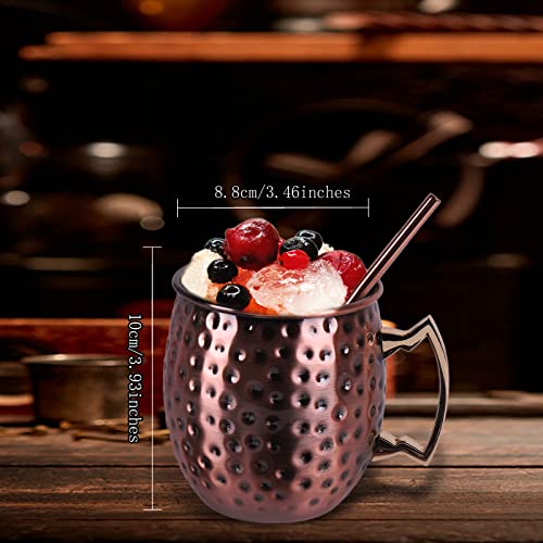 ZBPASL 4 Set of Moscow Mule Mugs,Cocktail Cup Moscow Mule Mug Set with Coaster,Cocktail Straws,Measuring Cup and Barware Tool Set (Bronze)