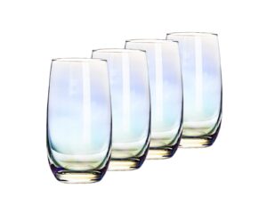 lamchyar drinking glasses, iridescent highball and water glasses, for water, juice, beverage(4 pcs)