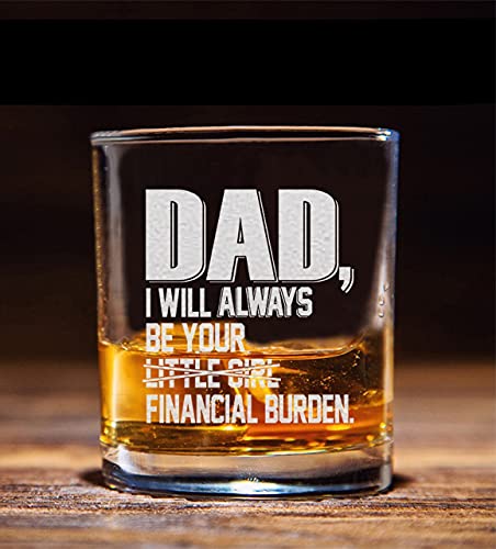 NeeNoNex Dad I'll Always Be Your Little Girl Financial Burden Whiskey Glass - Funny Birthday Fathers Day Gift for Dad