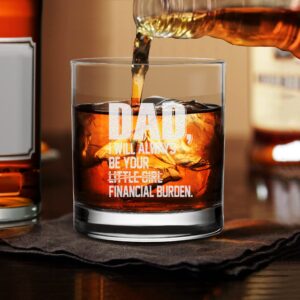 NeeNoNex Dad I'll Always Be Your Little Girl Financial Burden Whiskey Glass - Funny Birthday Fathers Day Gift for Dad