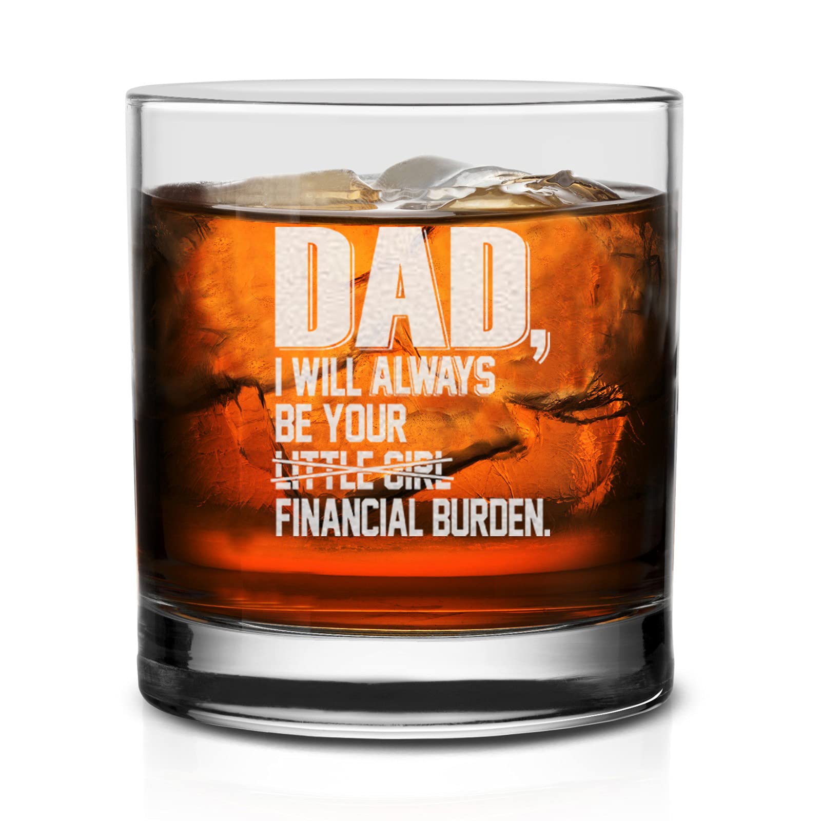 NeeNoNex Dad I'll Always Be Your Little Girl Financial Burden Whiskey Glass - Funny Birthday Fathers Day Gift for Dad