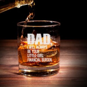 NeeNoNex Dad I'll Always Be Your Little Girl Financial Burden Whiskey Glass - Funny Birthday Fathers Day Gift for Dad