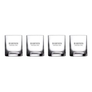 waterford marquis personalized moments 18.6oz double old fashioned whiskey glasses, set of 4 custom engraved crystal rocks glasses for bourbon, scotch, liquor, home bar accessories