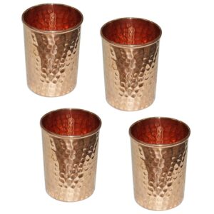 osnica pure copper hammered tumbler for healing ayurvedic product tableware accessories, set of 4, height 9.5 cm