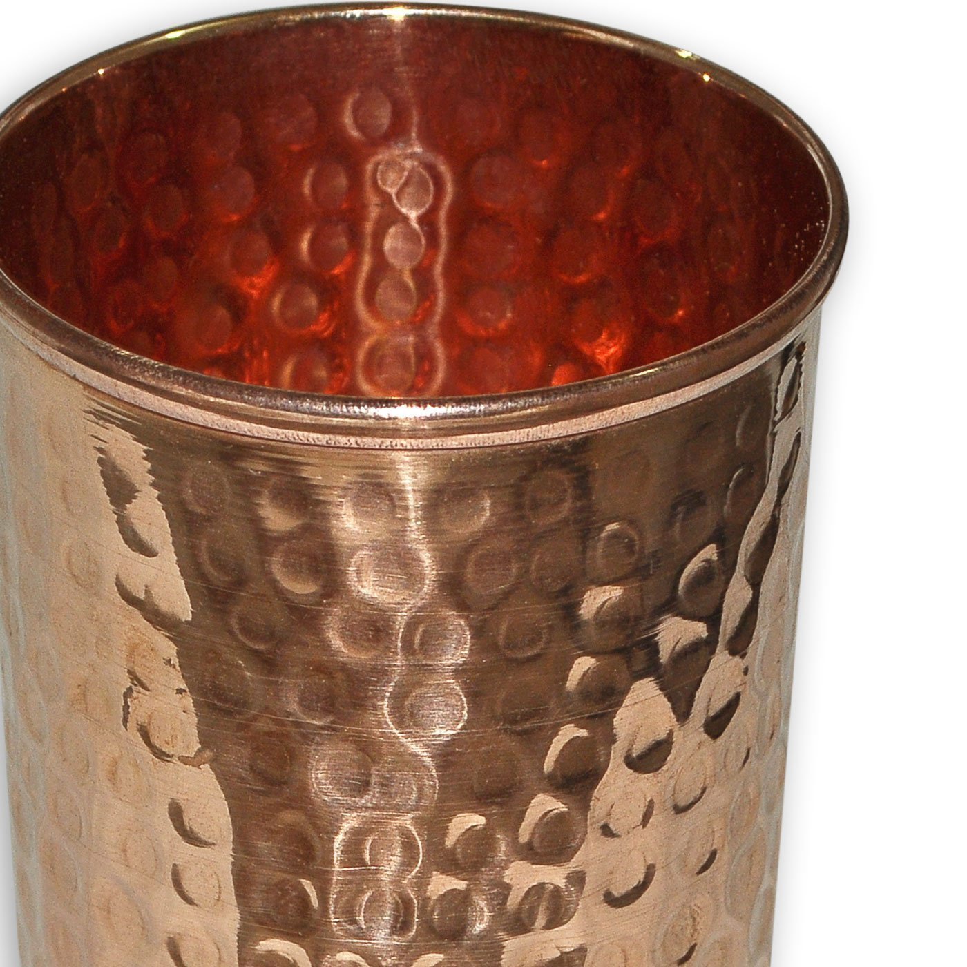 OSNICA Pure Copper Hammered Tumbler for Healing Ayurvedic Product Tableware Accessories, Set of 4, Height 9.5 Cm