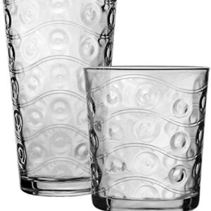 Circleware Cosmo Huge 12-Piece Glassware Set of Highball Tumbler Drinking Glasses and Whiskey Cups for Water, Beer, Juice, Ice Tea Beverages, 6-15.75 oz & 6-12.5 oz, Parade