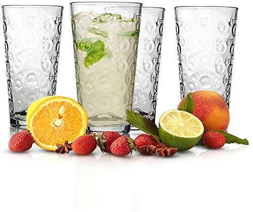 Circleware Cosmo Huge 12-Piece Glassware Set of Highball Tumbler Drinking Glasses and Whiskey Cups for Water, Beer, Juice, Ice Tea Beverages, 6-15.75 oz & 6-12.5 oz, Parade