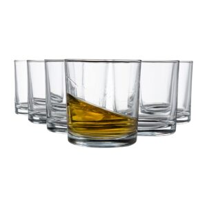 vikko 8.25 ounce whiskey glasses | weighted bottom to prevent tipping – beautiful seamless construction – set of 6 large glass whisky tumblers