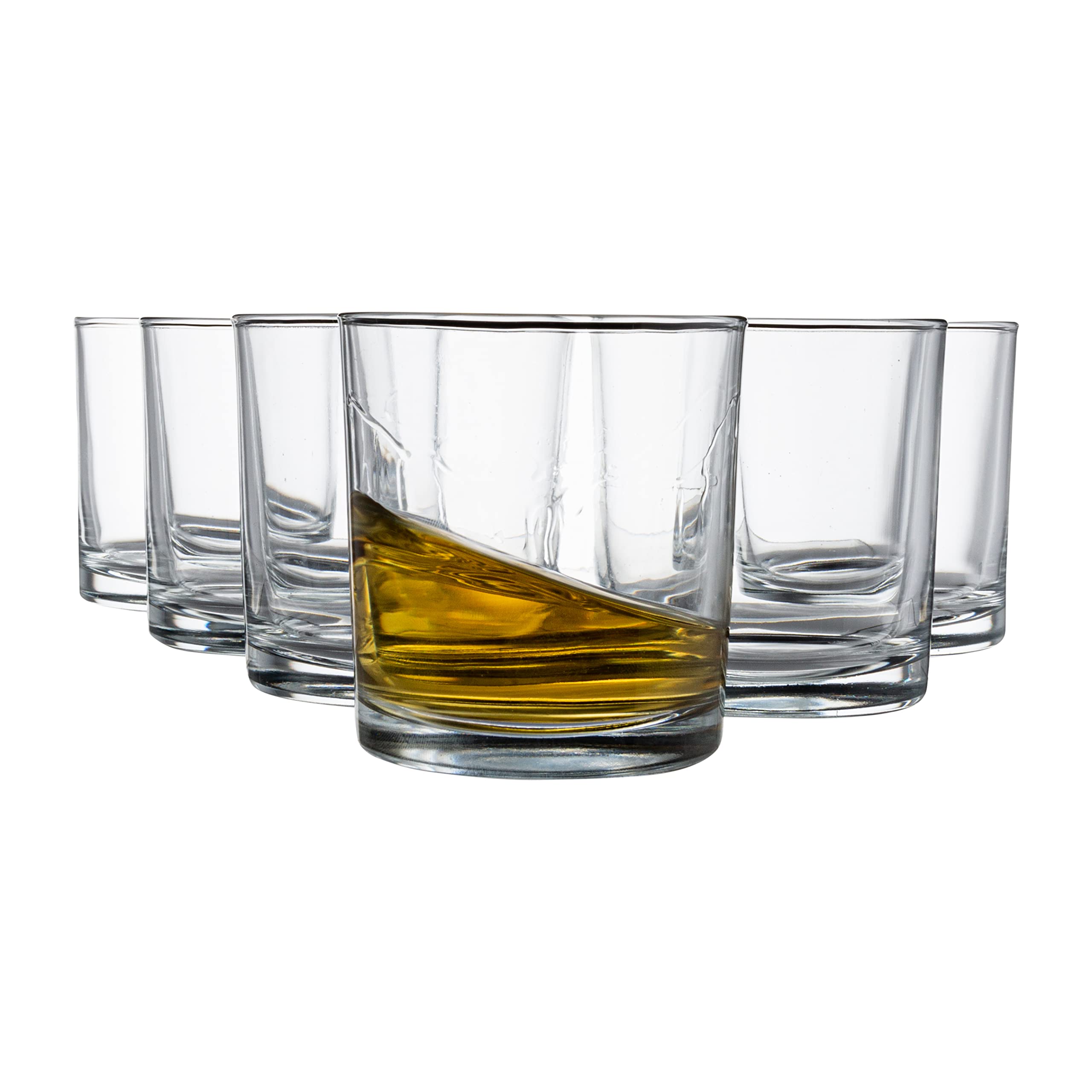 Vikko 8.25 Ounce Whiskey Glasses | Weighted Bottom to Prevent Tipping – Beautiful Seamless Construction – Set of 6 Large Glass Whisky Tumblers