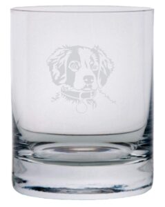 brittany spaniel dog themed etched all purpose 10.25oz rocks glass