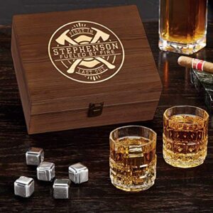firefighter brotherhood personalized whiskey glasses box set (custom product)