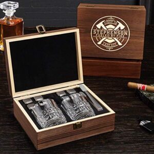 Firefighter Brotherhood Personalized Whiskey Glasses Box Set (Custom Product)