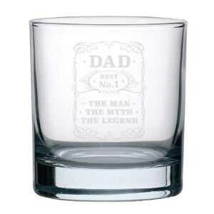 Veracco Best No.1 Dad The Man The Myth The Legend Whiskey Glass Funny Birthday Gifts Fathers Day Birthday Gifts For New Dad Daddy Stepdad (Clear, Glass)