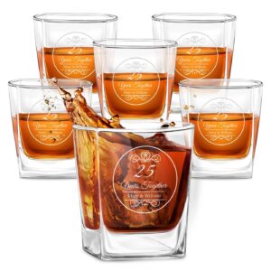 maverton 6 whiskey glasses for couples - tumblers for wedding - drinking glasses for pairs - personalized whisky set for newlyweds - glassware for anniversary - for parents - anniversary