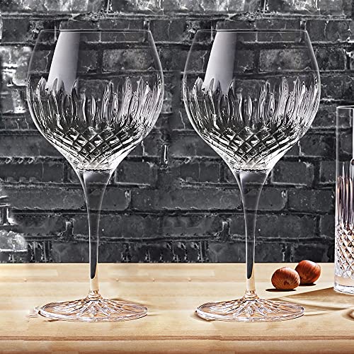 Luigi Bormioli Diamonte 22 oz, Set of 4 All Purpose Balloon Stem, 650ml, Clear