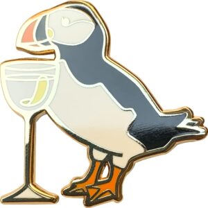 cocktail critters enamel pins for bartender aprons, jackets, backpacks and purses, shirt and suit lapels, cute button badges brooch fashion jewelry (puffin x vodka martini)