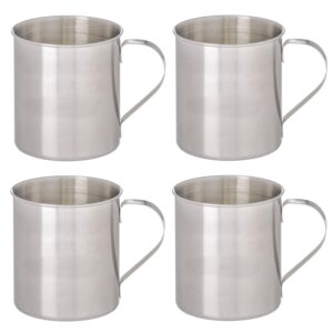 thirsty rhino seles, stainless steel moscow mule mug, brushed silver finish, 12 oz (set of 4)