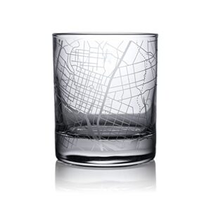 austin city map whiskey glass, unique gift, 10.5 oz
