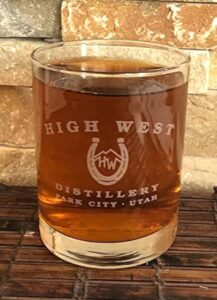 high west collectible whiskey glass 8 oz, transparent