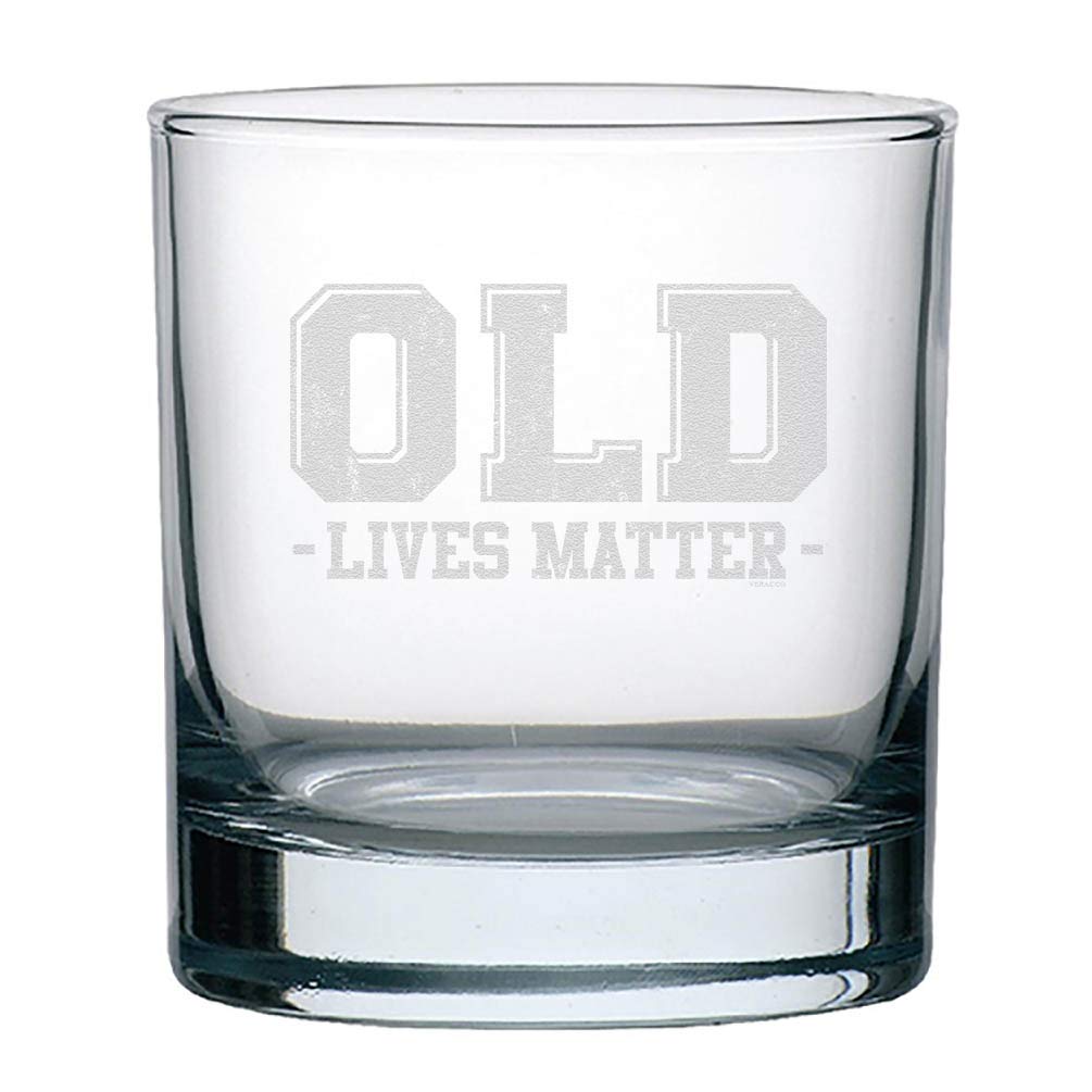 Veracco Old Lives Matter Whiskey Glass Funny Unique Old Fashioned Glass Gift For Dad Daddy Drinking Bachelor Party Favors (Clear, Glass)