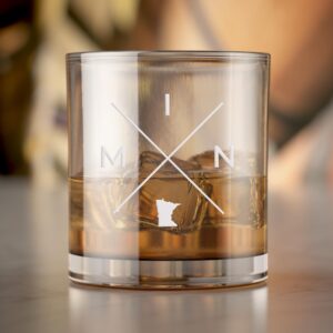 MIN Minneapolis Round Rocks Glass - Minneapolis Fan Gift, Minnesota Drinking Glass, Minnesota Fan Gift, Minnesota Gift Whiskey Glass