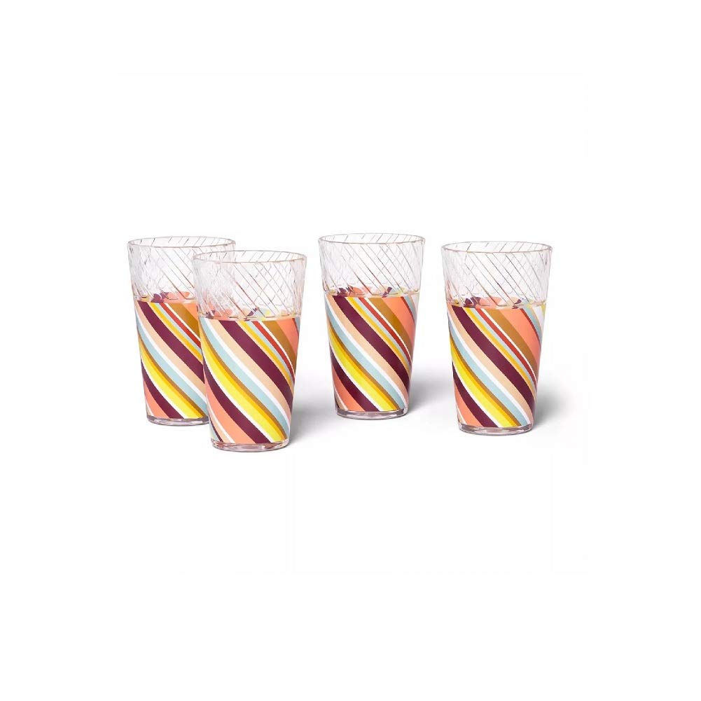 Missoni for Target 4pk 22oz Embossed Highball Tumbler Set Colore Multistripe Print