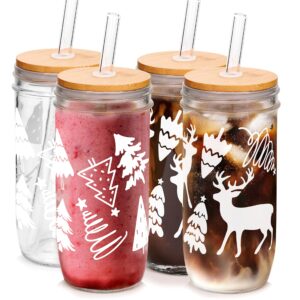 anotion useful white elephant gifts for adults holiday, 24oz christmas mugs mason jars cups with lid and straw tumbler drinking glasses coffee cups cookie jar glassware gift for women men mom