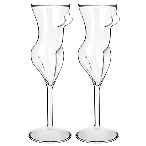 NOLITOY 2pcs Wine Glasses Female Body Glasses Cocktail Glasses Whiskey Glasses Champagne Goblet for Party Home Bar