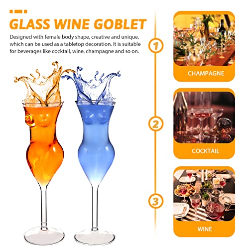 NOLITOY 2pcs Wine Glasses Female Body Glasses Cocktail Glasses Whiskey Glasses Champagne Goblet for Party Home Bar