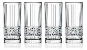 rcr cristalleria italiana crystal glass drinkware set (highball cocktail tumbler (12.5 oz) - 4 piece)