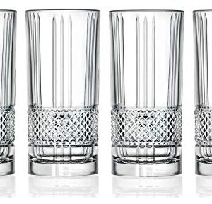 RCR Cristalleria Italiana Crystal Glass Drinkware Set (Highball Cocktail Tumbler (12.5 oz) - 4 Piece)