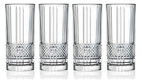 RCR Cristalleria Italiana Crystal Glass Drinkware Set (Highball Cocktail Tumbler (12.5 oz) - 4 Piece)