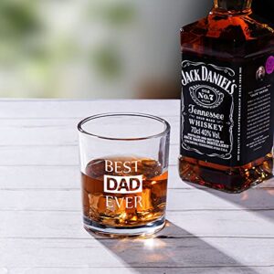 Modwnfy Fathers Day Gift for Dad, Best Dad Ever Whiskey Glass, Father’s 10 Oz Old Fashioned Glass, Novelty Scotch Glass to Dad Daddy Father Husband Friend, Novelty Gift Idea on Father’s Day Birthday