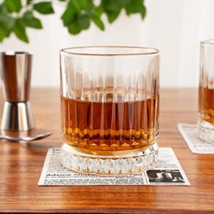 Restaurantware Elysia 12 Ounce Whiskey Glasses 6 Cut Rocks Glasses - Lead-Free Weighted Base Clear Glass Tumblers Dishwasher-Safe For Scotch Bourbon And Cocktails